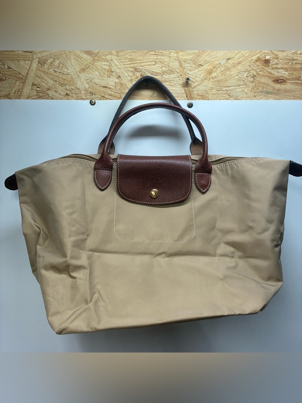 Longchamp Le Pliage Type: M Tan Modele Depose Tote Bag Purse Travel Beach Vaca